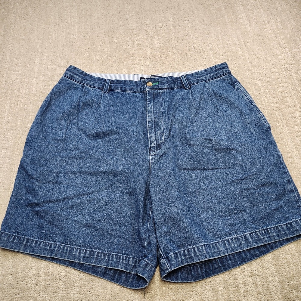 Vintage Tommy Hilfiger Shorts Men 36 Pleated High Rise Denim Bermuda Trouser